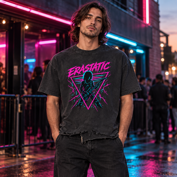 NEON NIGHTS | Vintage Wash Distressed Boxy Tee